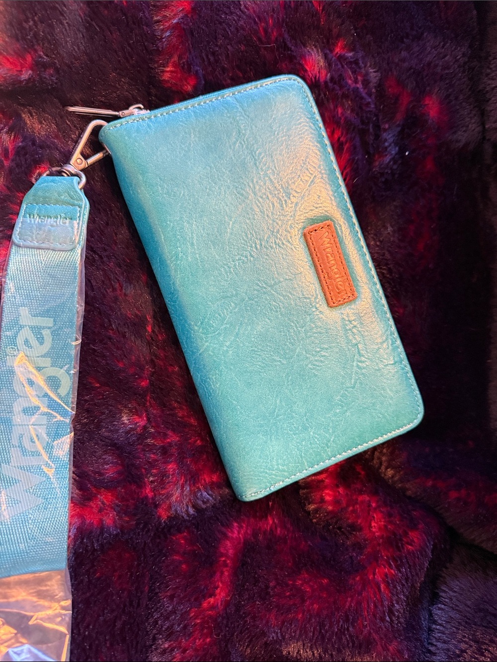 Wrangler Turquoise Zip Wallet Phone Case with Detachable Wrist Strap